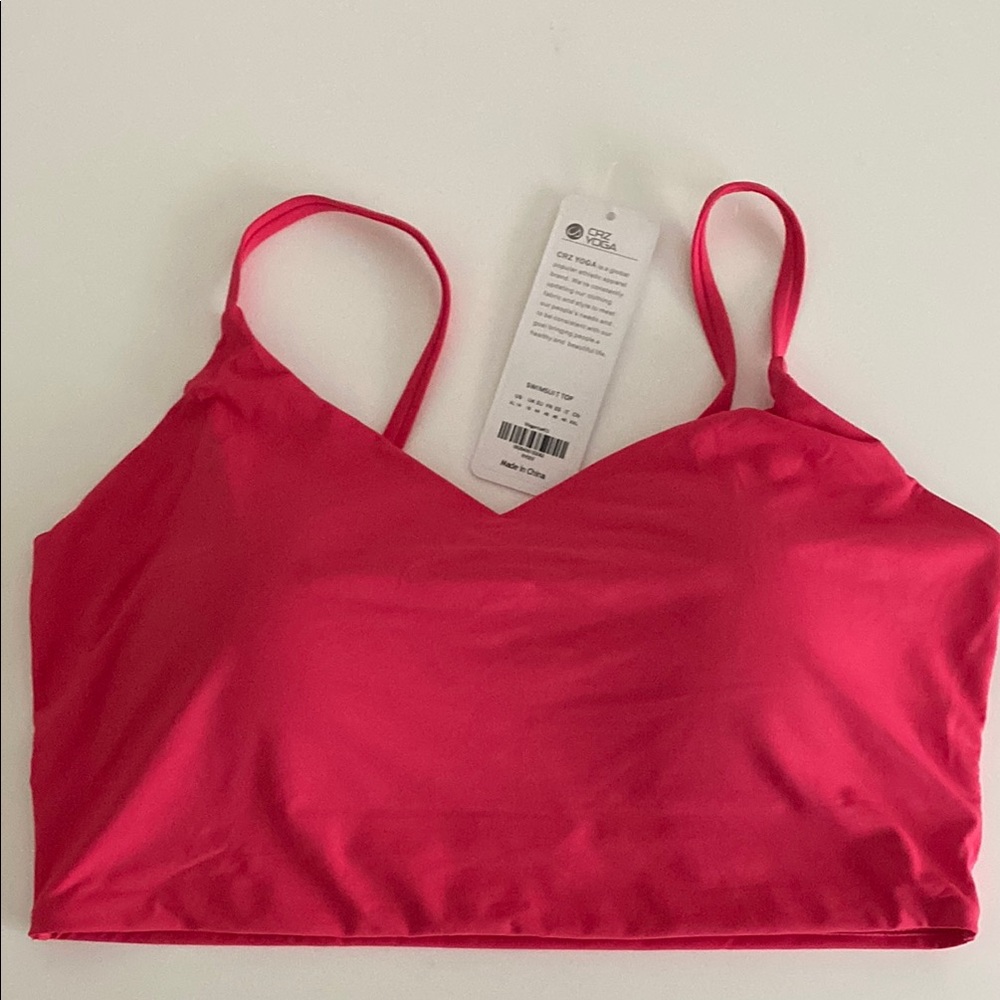 CRZ YOGA Women's Bikini swim bra Top pink Adjustable Straps Padded XL NWT